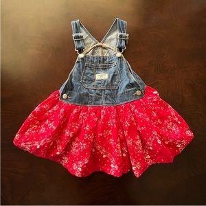 Osh Kosh B'gosh Vestbak Overall Dress Denim. Red, White Bandana 12 months. EUC